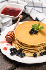 Pancakes with fresh blackberries