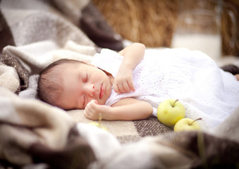 The newborn sleeps