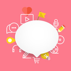 Speech cloud template with different icons. Add your content on