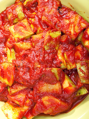 Zucchini with tomato sauce