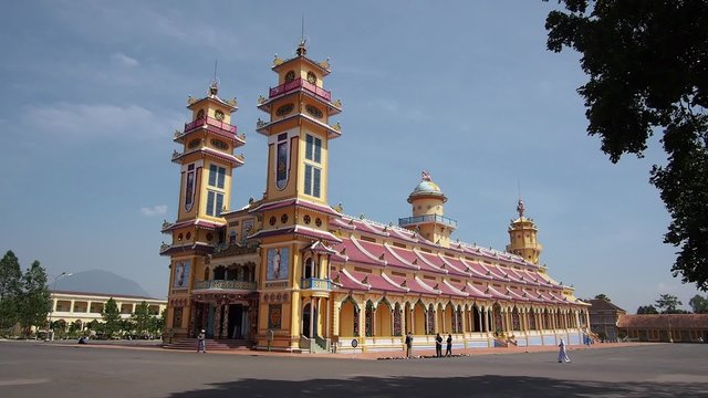General view of the Cao Dai Holy See Temple in Tay Ninh, near Ho Chi Minh City (Saigon), Vietnam.