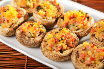 Mushrooms stuffed with couscous