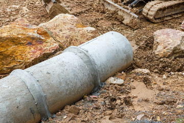 concrete pipe under construction