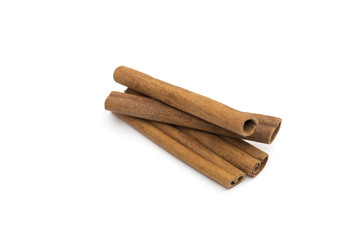 Cinnamon on the white background