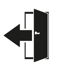 The exit icon. Logout and output, outlet, out symbol. Flat