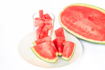 Water melon cocktail on white background