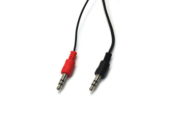 Jack plug and a cable isolated on the white background