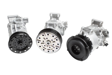 Three different air conditioning compressor for different car engines