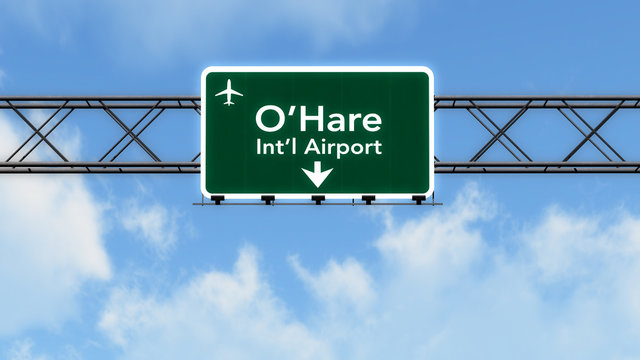Chicago Ohare USA Airport Highway Sign
