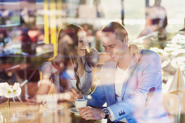 Young couple in cafe