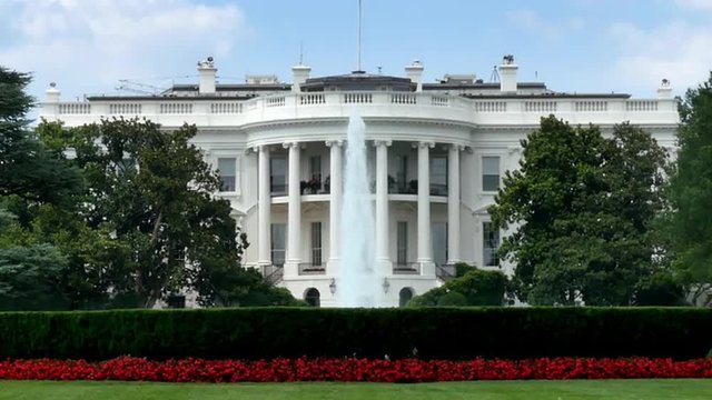 An establishing shot of the White House in Washington, D.C.