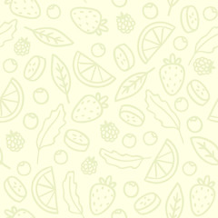 Doodle fruits and berries seamless pattern
