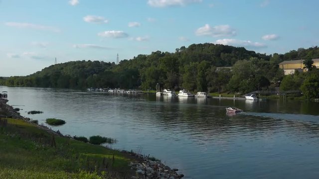 An establishing shot of the Beaver River near Bridgewater and Rochester, Pennsylvania.