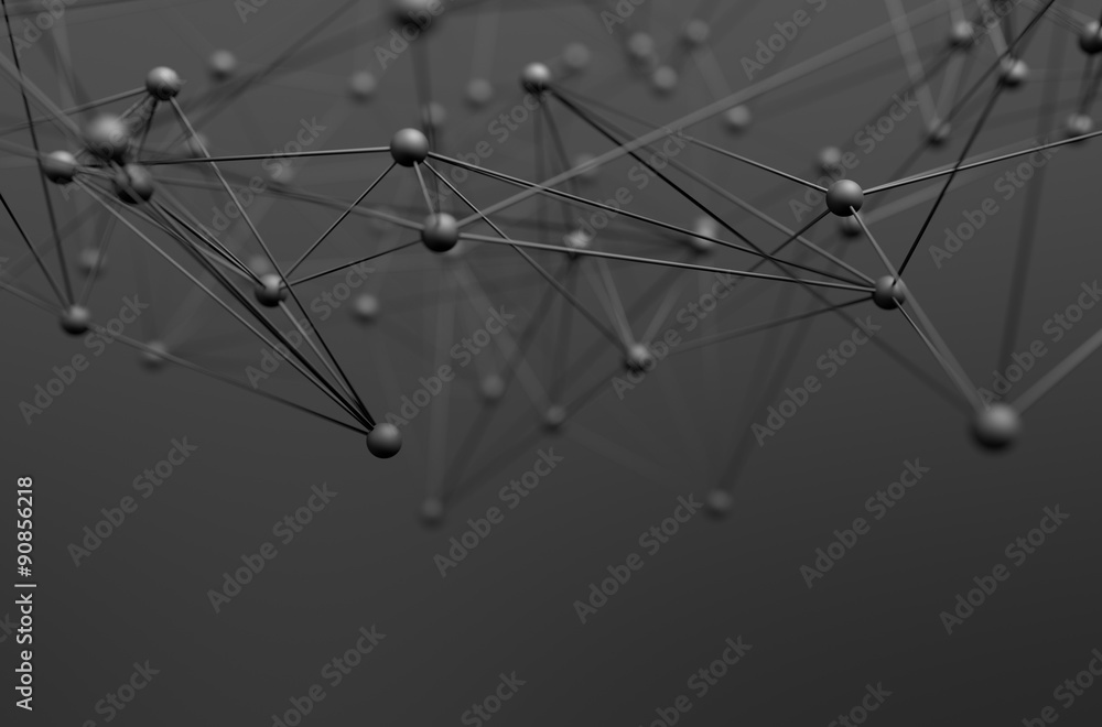 Poster abstract 3d rendering of structure with spheres.