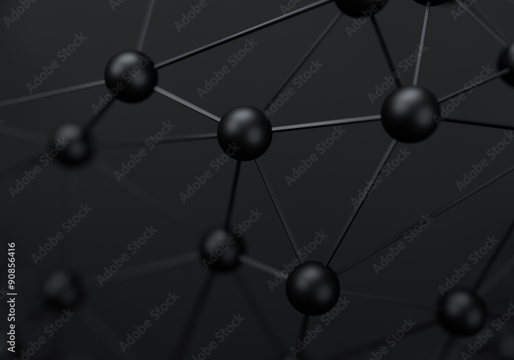 Poster abstract 3d rendering of structure with spheres.