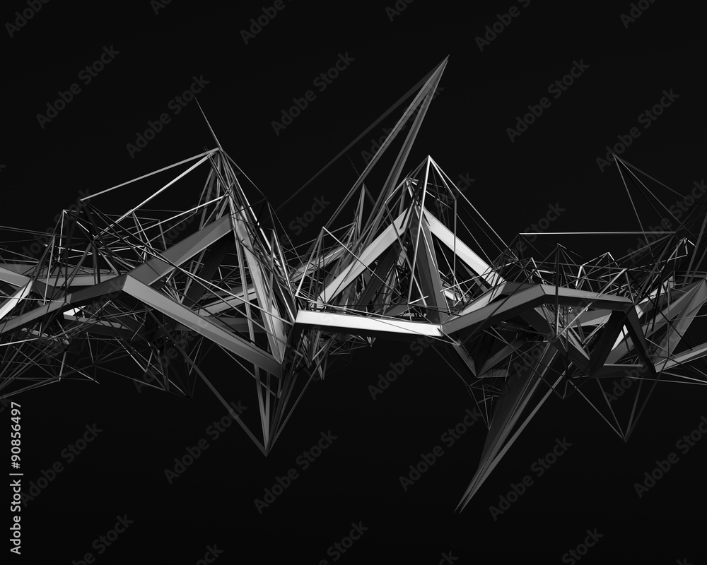 Poster abstract 3d rendering of chaotic structure.