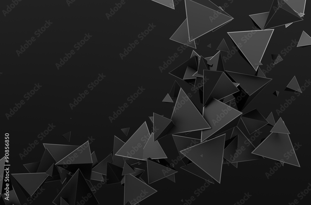 Poster abstract 3d rendering of flying particles.
