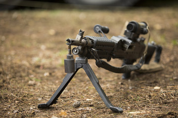 Machine gun on the ground