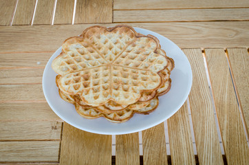 a plate with waffles
