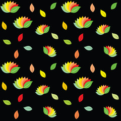 Seamless pattern with colorful leaves