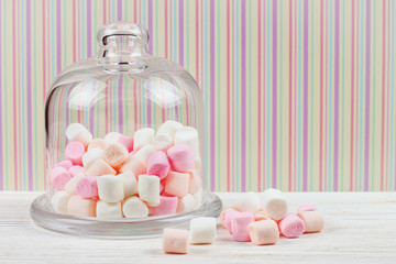 Obraz na płótnie Canvas Pink marshmallow in a glass bell
