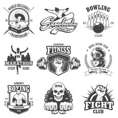 Set of vintage sports emblems