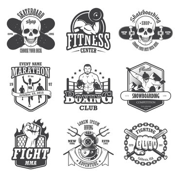 Set of vintage sports emblems