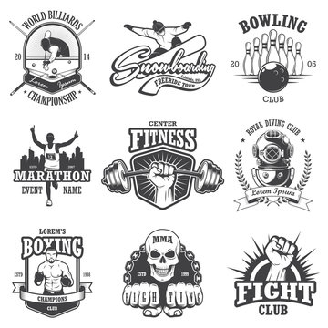 Set of vintage sports emblems