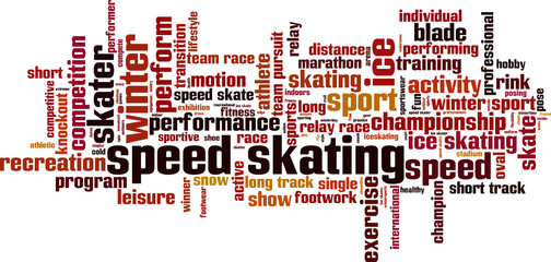 Speed skating word cloud concept. Vector illustration