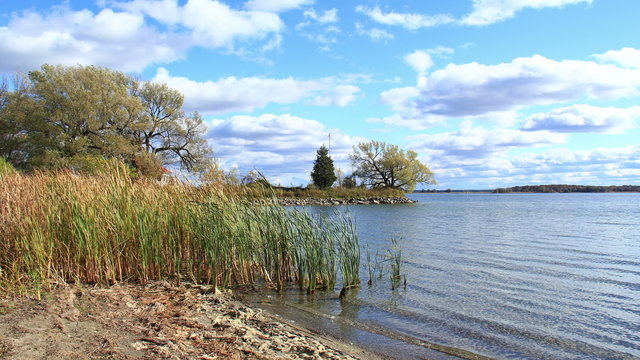Thousand Islands Region Time Lapse. Shoreline along the Saint Lawrence River in the Thousand Islands region along the border of the United States and Canada. 