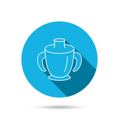 Toddler spout cup icon. Baby mug sign.