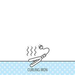Curling iron icon. Hairstyle electric tool sign.
