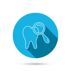 Dental diagnostic icon. Tooth hygiene sign.
