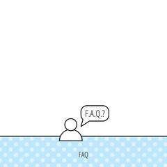 FAQ service icon. Support speech bubble sign.