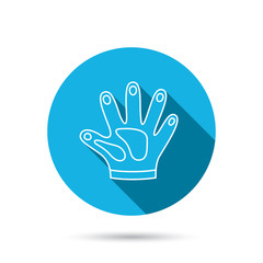 Construction gloves icon. Textile protection.