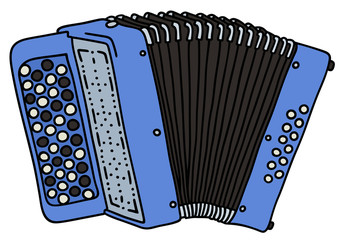 Blue accordion / Hand drawing, vector illustration