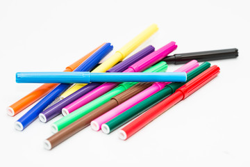 Color magic pen marker on white background.