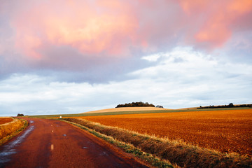 Dramatic sunset in Burgundy, France.