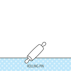 Rolling pin icon. Kitchen baker roller sign.