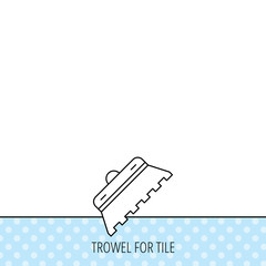 Trowel for tile icon. Spatula repair tool sign.