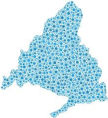Region of the Community of Madrid in a mosaic of blue bubbles