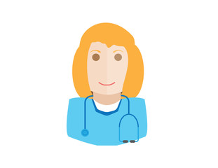 Female doctor avatar icon woman with flat design element. Modern style logo vector illustration concept. Isolated on white background. diagnostic