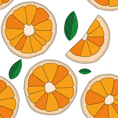 Vector background. Oranges fruit seamless pattern