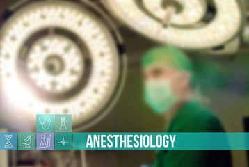 Anesthesiology medical concept image with icons and doctors on background