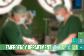 Emergency Department medical concept image with icons and doctors on background