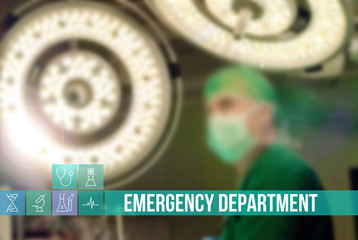 Emergency Department medical concept image with icons and doctors on background