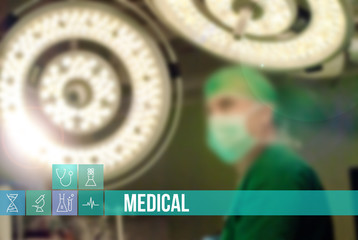 Medical concept image with icons and doctors on background