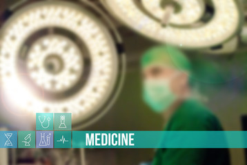 Medicine medical concept image with icons and doctors on background