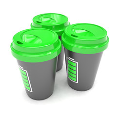Three paper coffee cups