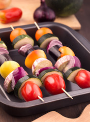 Veggie skewers cooking